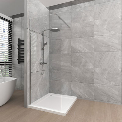 Shower Enclosure 700mm - 720mm W x 1900mm H Hinged Frameless Wet Room Glass Screens with Clear Glass