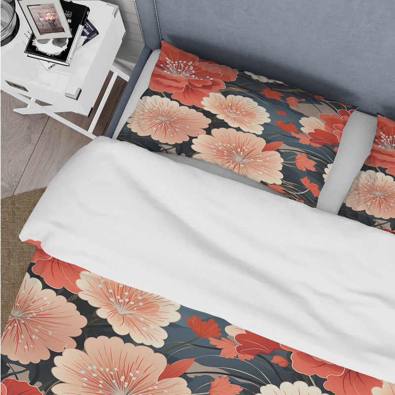 Ensemble de housse de couette Red Geisha, Housse de couette simple + 1 taie décorative stan