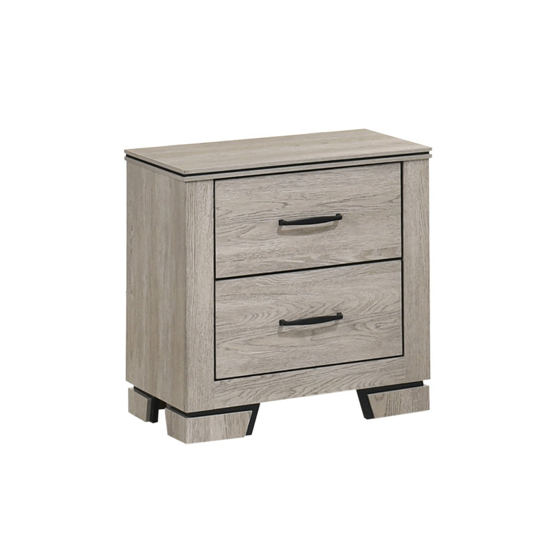 Table de chevet rustique avec charge USB, Grège