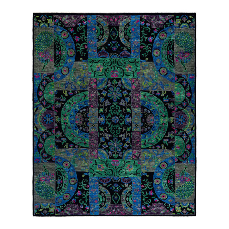 Tapis unique noué à la main Wrightsville - noir