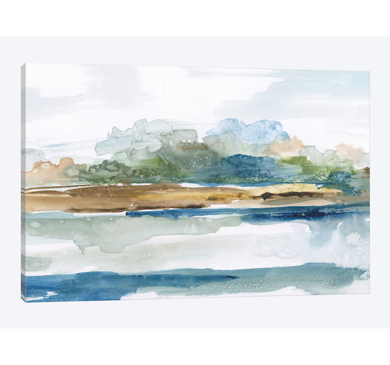 «Blue Solace», impression sur toile, H 16 po x l 24 po x P 1 po, Papier d'art encadré noir, Blanc