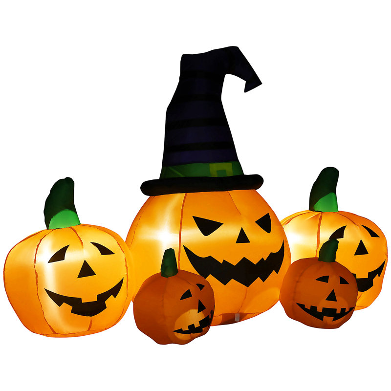 Décoration d'Halloween gonflable 73 po, 5 citrouilles, affichage extérieur de jardin gonflable, imperméable