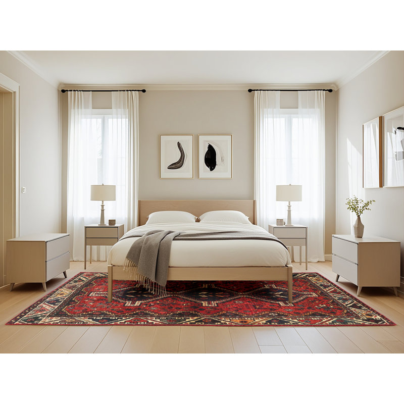Tapis oriental beige / rouge / noir, Rectangle 5 pi x 8 pi
