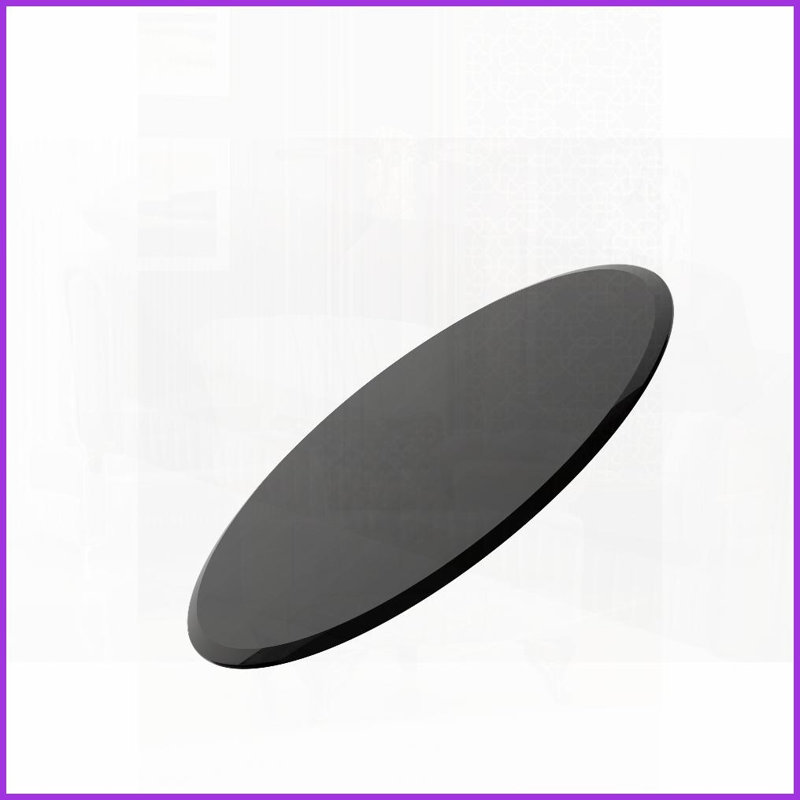 24" Round Tempered Glass Coffee Table Top - 0.4" Thick Beveled Edge, Easy-Clean &amp; Durable, Black, 0.4" H x 24" L x 24" W