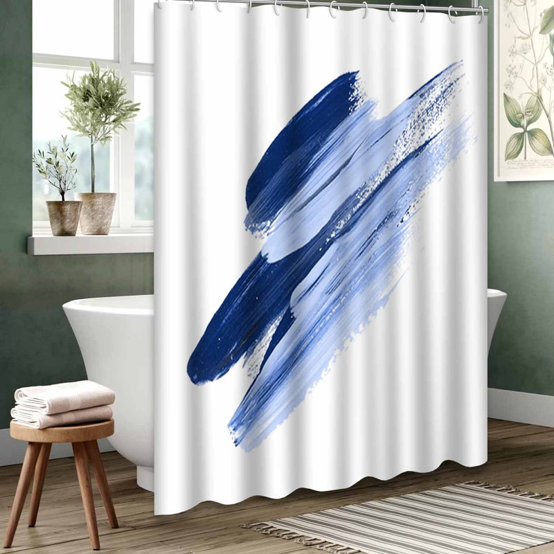 Rideau de douche bleu imperméable, rideaux de douche pour la salle de bain avec 12 crochets, 72" L x 72" W
