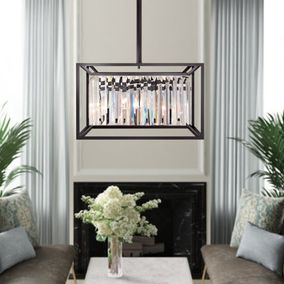 Syracuse 4 - Light Steel Dimmable Square / Rectangle Chandelier