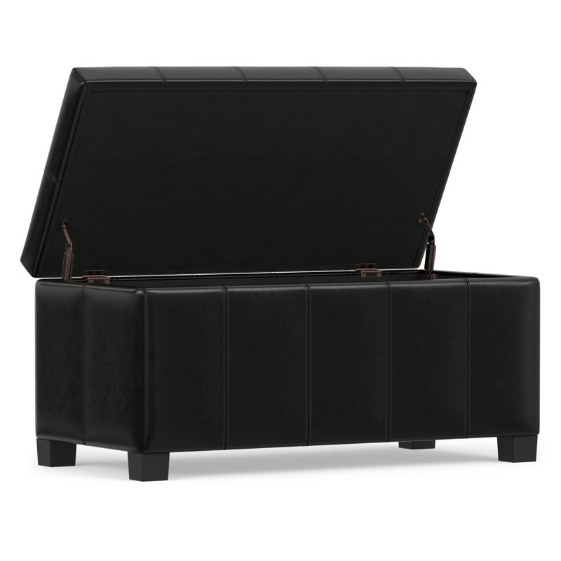 Repose-pieds rectangulaire avec rangement relevable Dover, Similicuir noir minuit