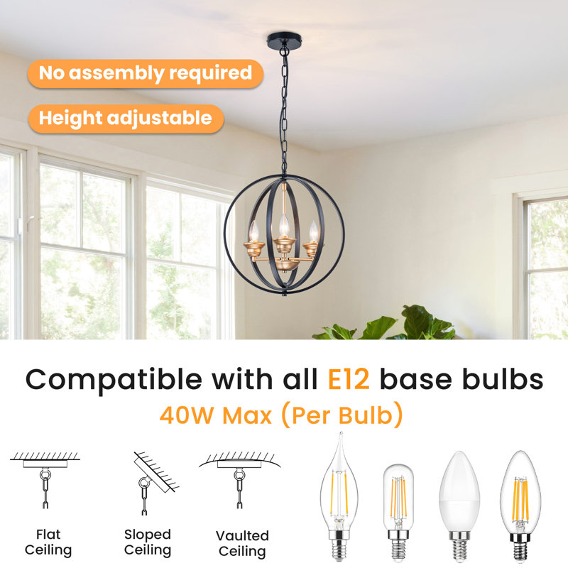 3-light Farmhouse Globe Pendant