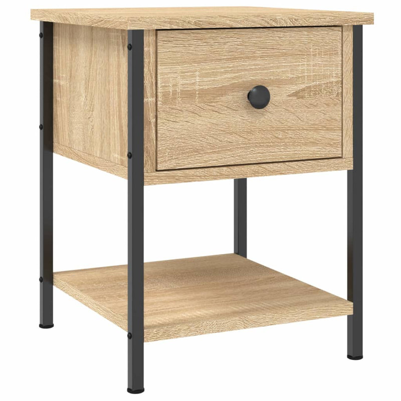 Lympsham 34cm W Iron Bedside Table, Sonama oak