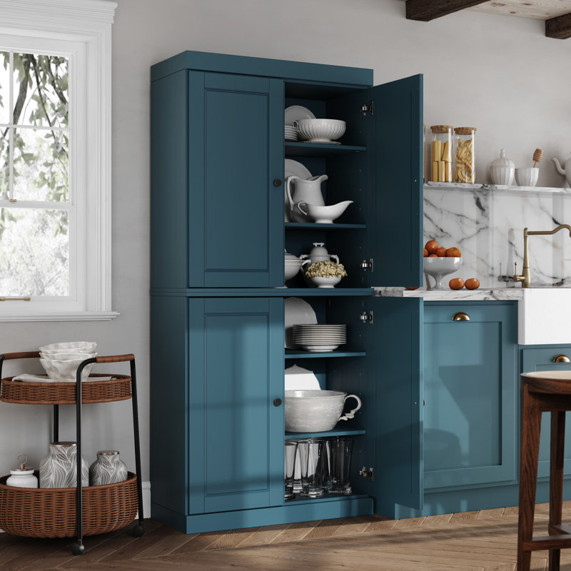 Bryani 100% Solid Wood Tall Kitchen Pantry Cabinet with Doors, Adjustable Shelves, Modular Kitchen Storage Cabinet, 32" W x 71.5" H