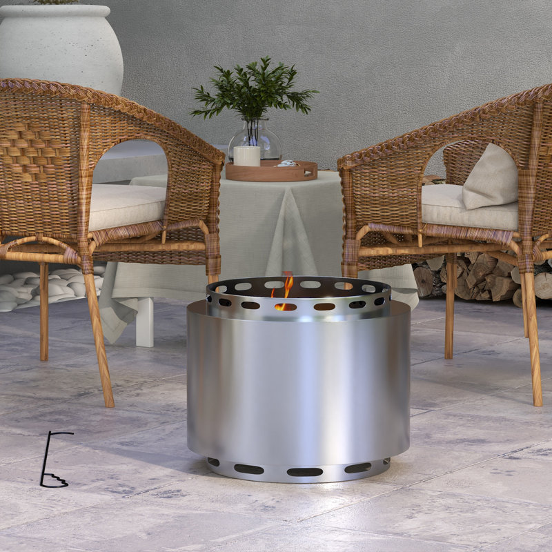 Bruinekool Round Stainless Steel Wood Burning Smokeless Fire Pit