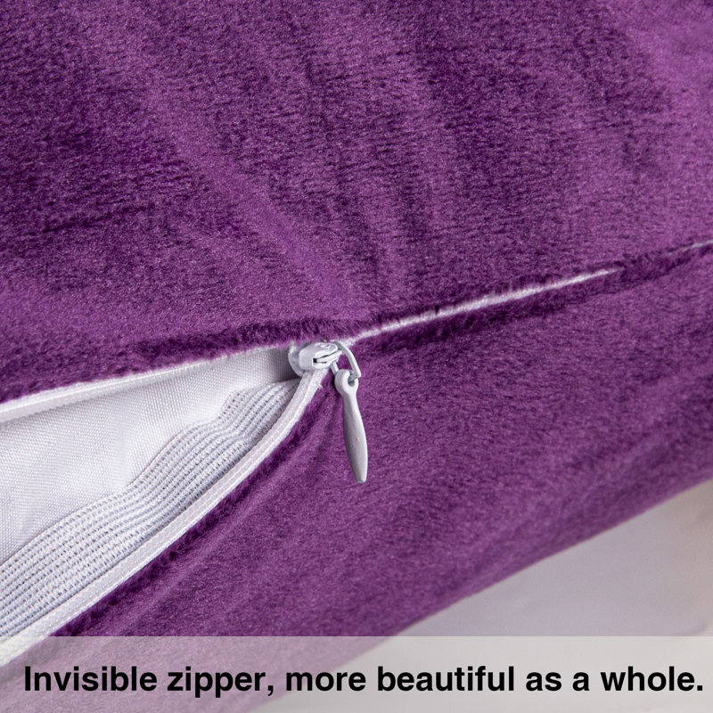 Square Zippered Throw Pillow Cover, Luxury Velvet Cover, Super Soft - NTBAY, Purple, 20" x 20" Pillowcase