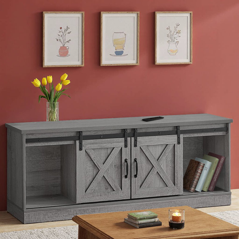 Meuble télé 60 pouces Modern Farmhouse, Gris