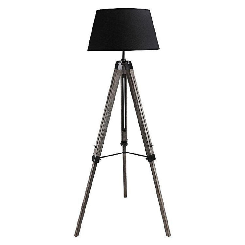 Lampe trépied 57" Bussard, Noir / gris