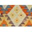 Tapis bleu / orange / beige en laine à motif géométrique rectangulaire tissé à plat Roquemore