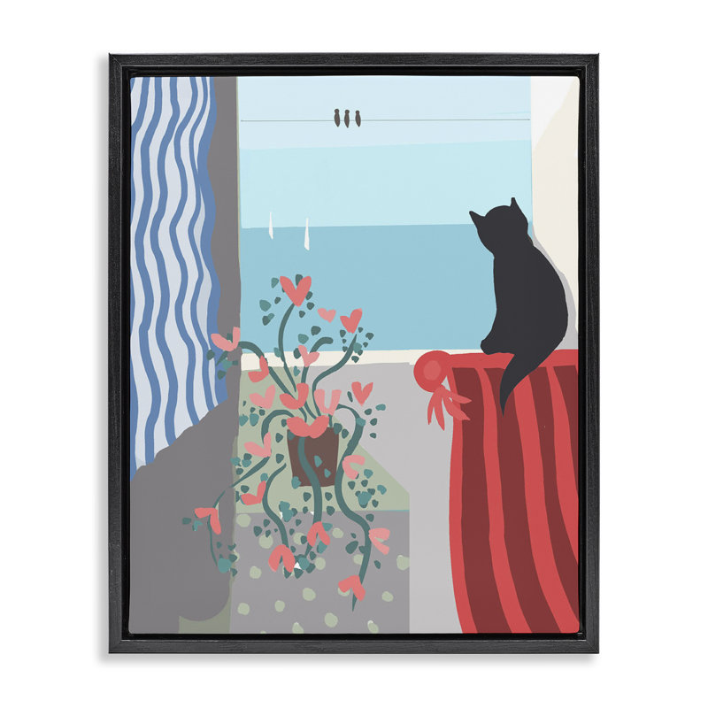 «Window Beach View», art mural encadré par Betty Boynes, Cadre flottant noir de jais, H 21 po x l 17 po