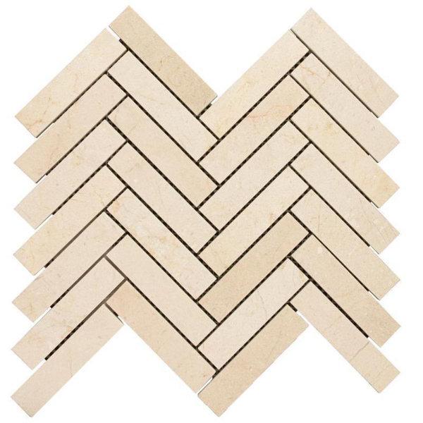1" x 4" Marble Herringbone Mosaic Wall & Floor Tile