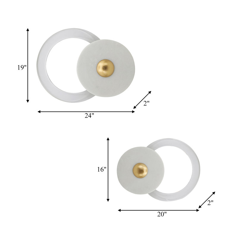 Vertigo Acrylic and Quartz Wall Hangings - Chic Modern Home Decor in 20" and 24" Sizes, Set of 2