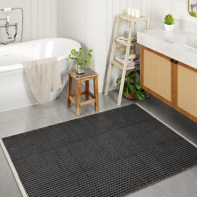 Tapis lavable en coton tissé Griss