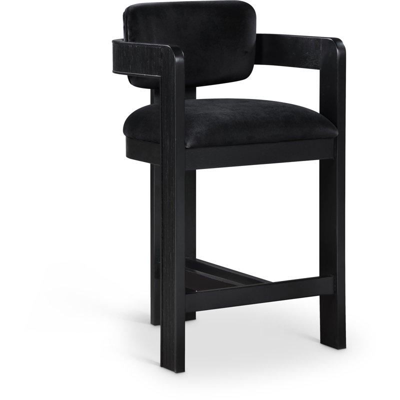 Tabouret rembourré Sacha Howley, Noir, Velours, Noir