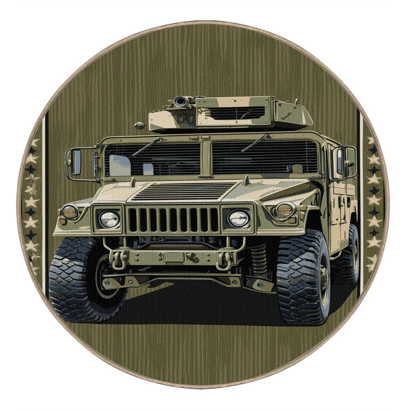 Machine Washable Transportation Brown Area Rug, Rond 3 pi