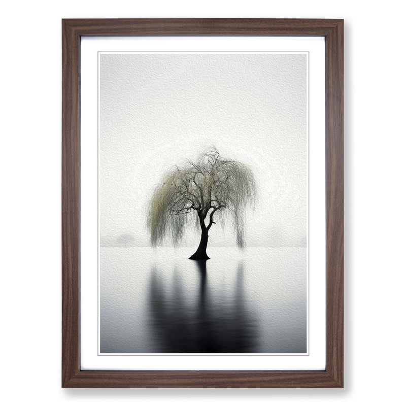 Weeping Willow Minimalism - Framed Print, 34cm H x 25cm W, Walnut Framed