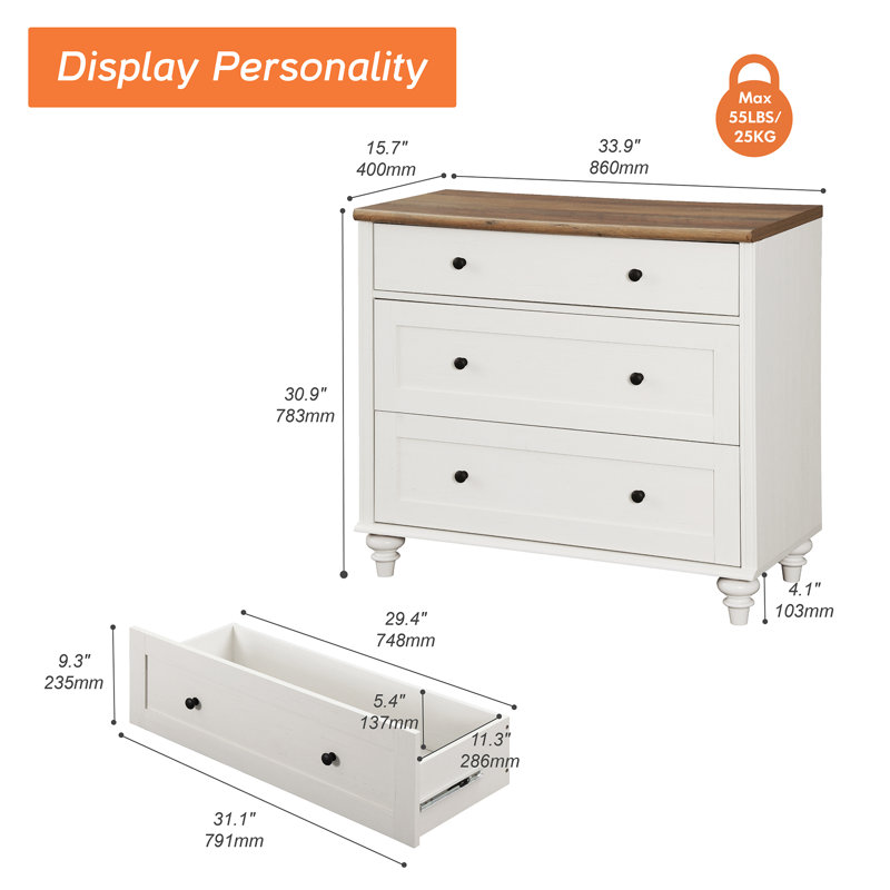 Commode 3 tiroirs Claristine