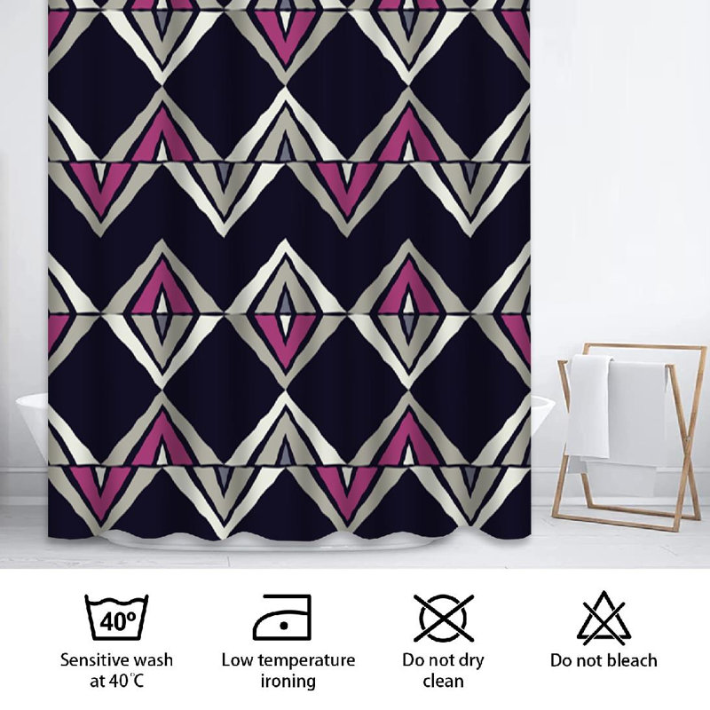 Block Print Shower Curtain, 72" L x 84" W