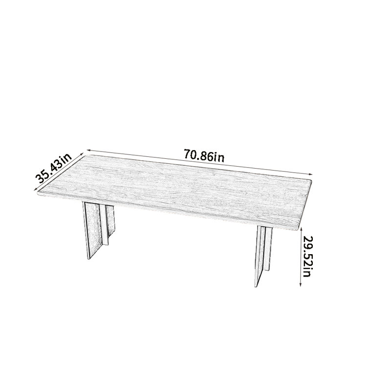 Walnut Solid Wood Top Dining Table, 29.52"H x 70.86"L x 35.43"W