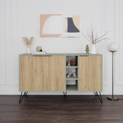 Jaycee 142 Cm Wide Sideboard | Stylish Storage Cabinet with Metal Hairpin Legs