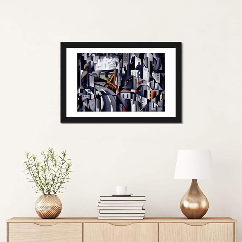 «La Rive Gauche» par Catherine Abel, impression sur toile tendue, H 16 po x l 24 po x P 1 po, Papier d'art encadré noir