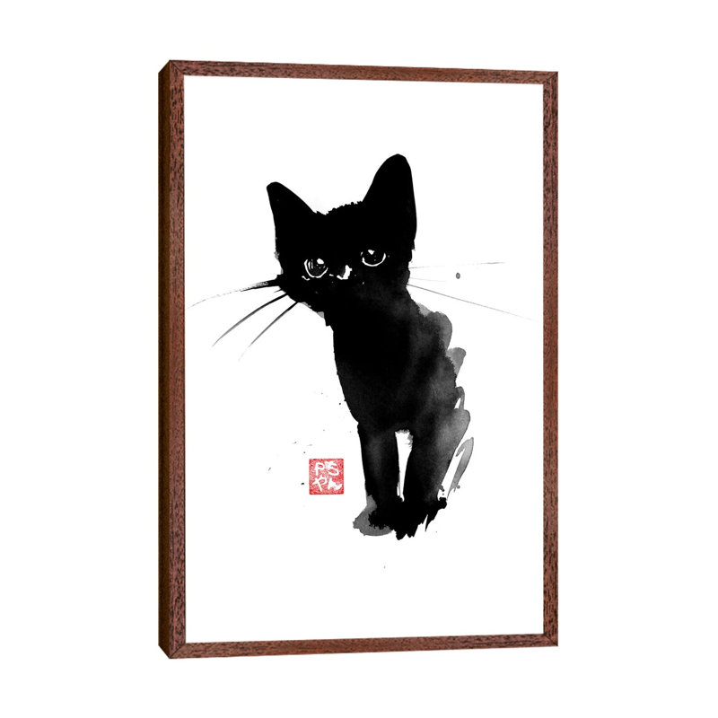 Spotty Cat by Péchane - Print on Canvas, Classic Brown Wood Framed, 66.04 cm H x 45.72 cm W