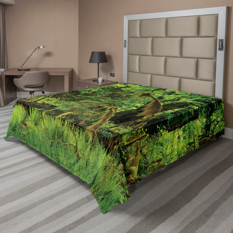 Drap vert Ambesonne Tress Moss Wild Nature - vert, Drap plat très grand californien