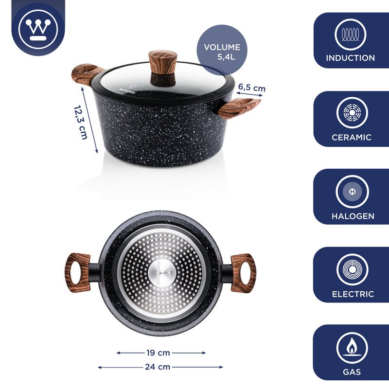 Westinghouse Non-Stick Round Casserole Dish, 5.11 L, 24 cm