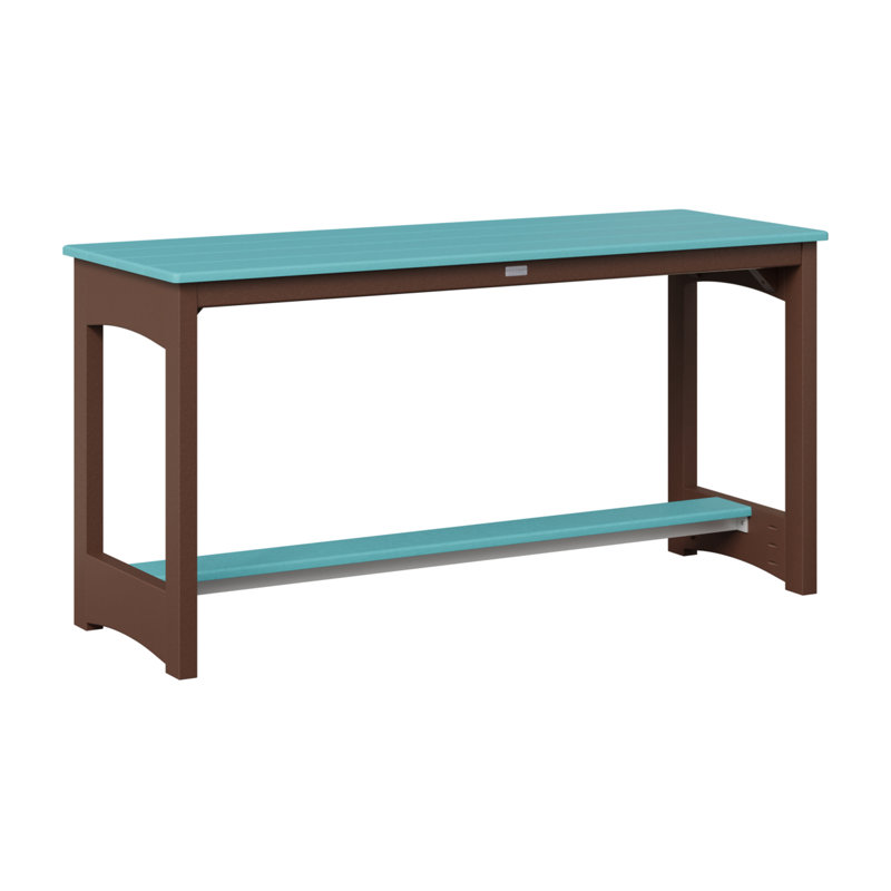 Balcony Outdoor Rectangle Dining Table, Chocolate Brown, Aruba Blue