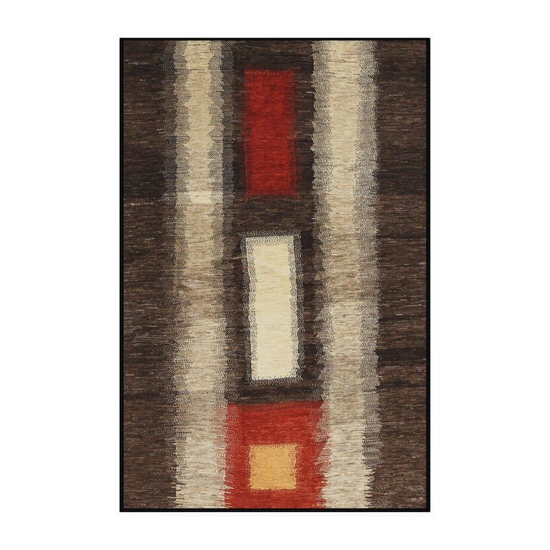 Tapis brun/orange/jaune contemporain, Rectangle 4 pi x 6 pi
