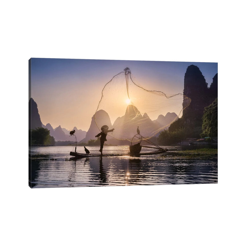 Fishing The Sun by Jesús M. García - Wrapped Canvas Gallery-Wrapped Canvas Giclée, 20.32 cm H x 30.48 cm W