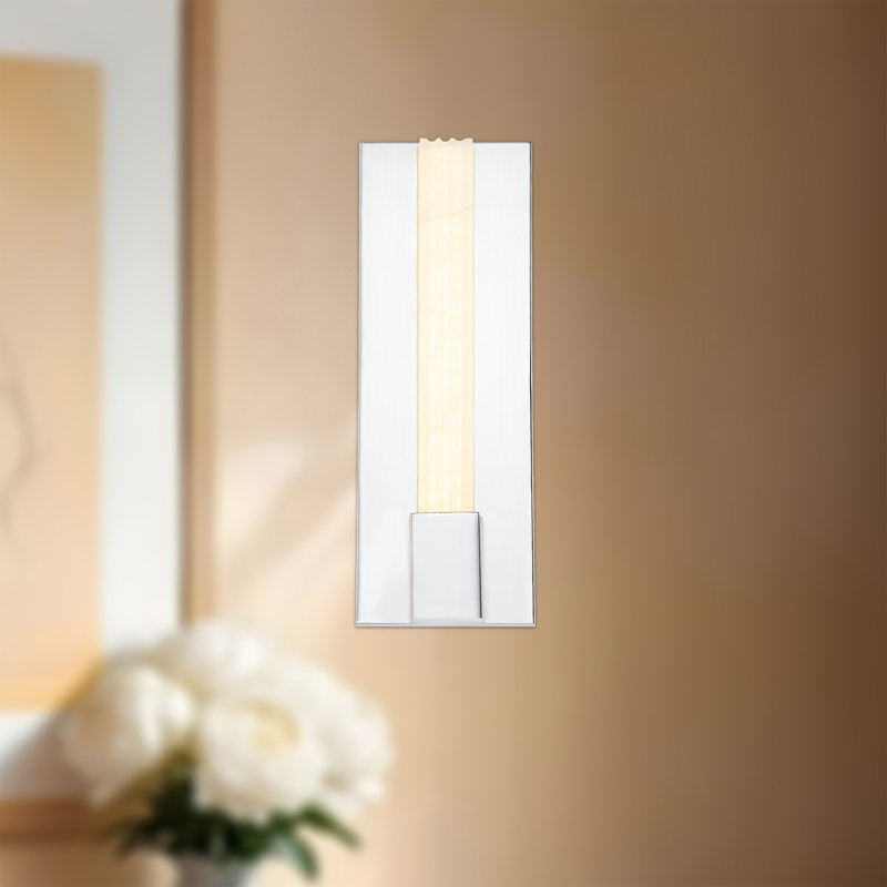 Kismet 1 - Light LED Bath Sconce, Polished Nickel/Alabaster