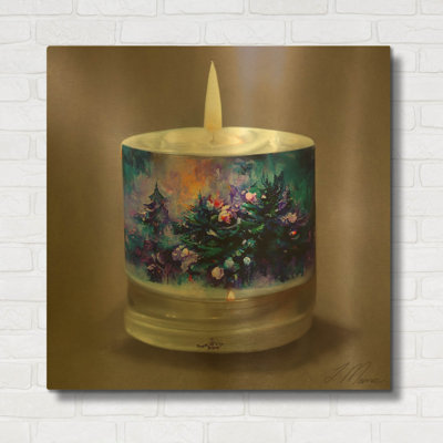 « Bougie de Noël 5 » de Tanya Mavric, décoration murale en métal doré, 91,4 cm x 91,4 cm