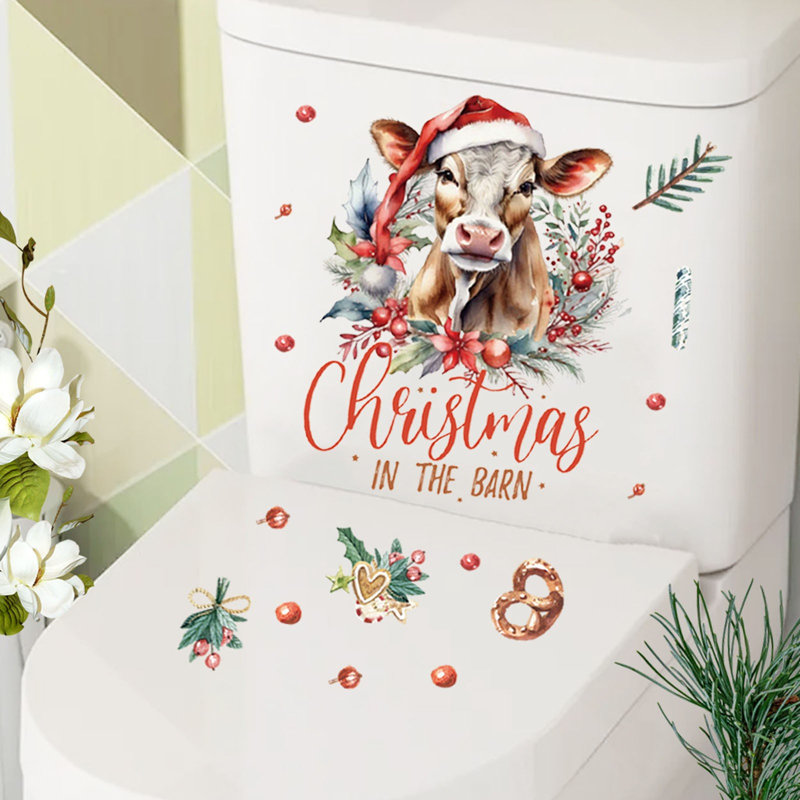 Autocollant de toilette de Noël style ferme