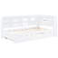 Lit de jour simple blanc avec couchette, charge et rangement, fabrication en bois de pin, structure, 10 lattes de lit, matelas de 6 po recommandé, peu encombrant, tablette de charge et poids maximum de 350 lb, blanc