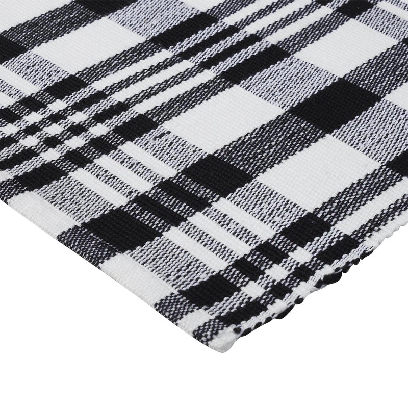  Home Black White Plaid Indoor Outdoor Layering Rug