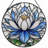 12"H Blue Lotus Stained Glass Window Panel-989839322