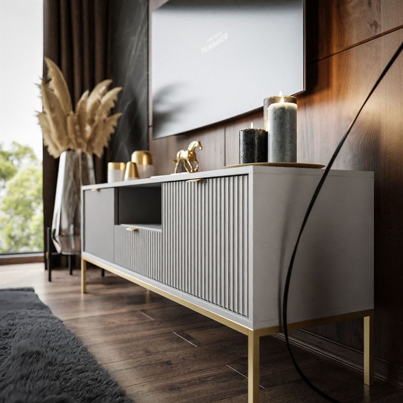 TV-Cabinet Leena 154 cm, Grey/Brown/Blue