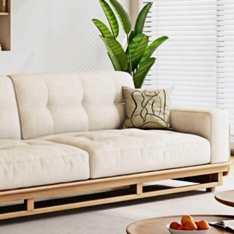 Log - style Corduroy Straight - layout Sofa, White