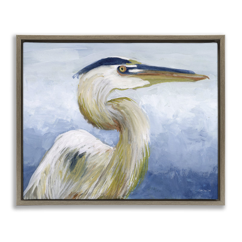 «Heron & Blue Gradient Brown» par Stellar Design Studio, Cadre flottant orme Montalcino, H 17 po x l 21 po