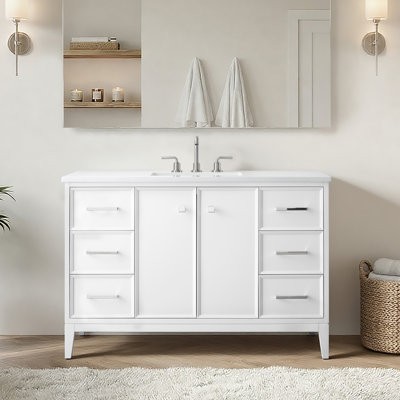 Lyon WOODBRIDGE Bathroom Vanity – Sink with Engineered Stone Top, Pre-drilled for Widespread Faucets, Solid Wood Frame & Drawers, Fully Assembled and Ready for Installation