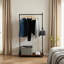 Portant à vêtements, support à vêtements robuste, support à vêtements à roulettes de style industriel avec tablette, pour chambre à coucher, salle de lavage, magasin de détail, brun rustique et noir