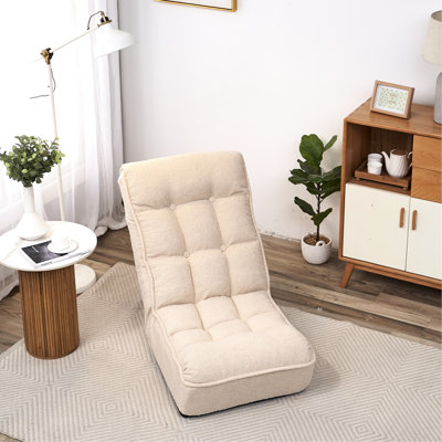 Chaise paresseuse avec ressort intégré, pliable, tissu doux, chaise de plancher multifonctionnelle blanche, dossier réglable, bourre en coton