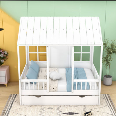 Wood Daybed With Twin Size Trundle and Slats
